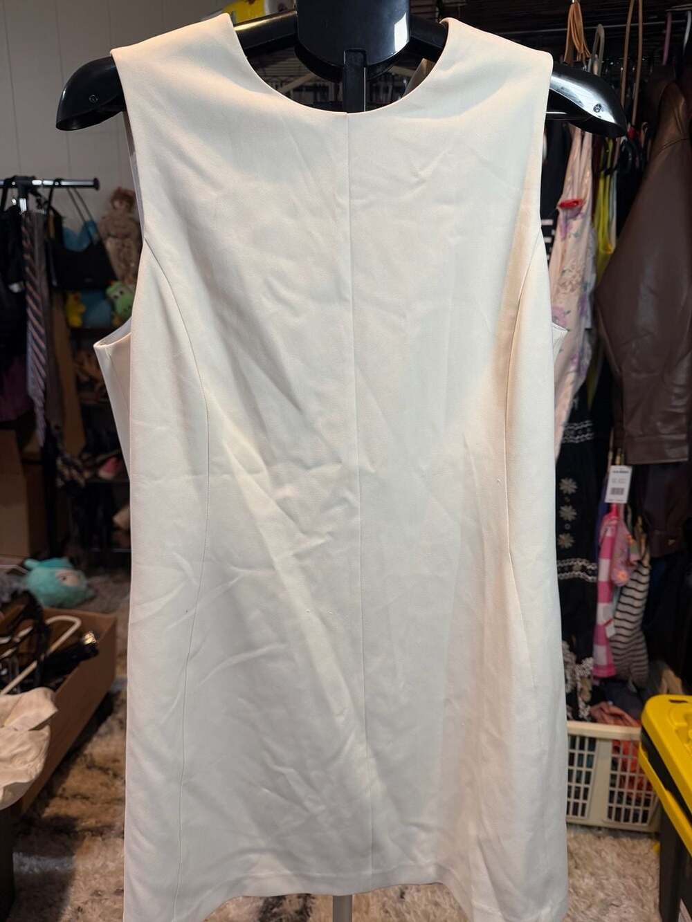Theory Cream Sleeveless Mini Shift Dress Size 12